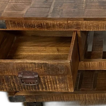 Brown & Black Solid Wood Console Table
