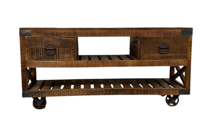 Brown & Black Solid Wood Console Table