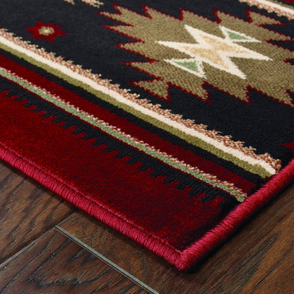 10 x 13 Red & Beige Ikat Pattern Rug