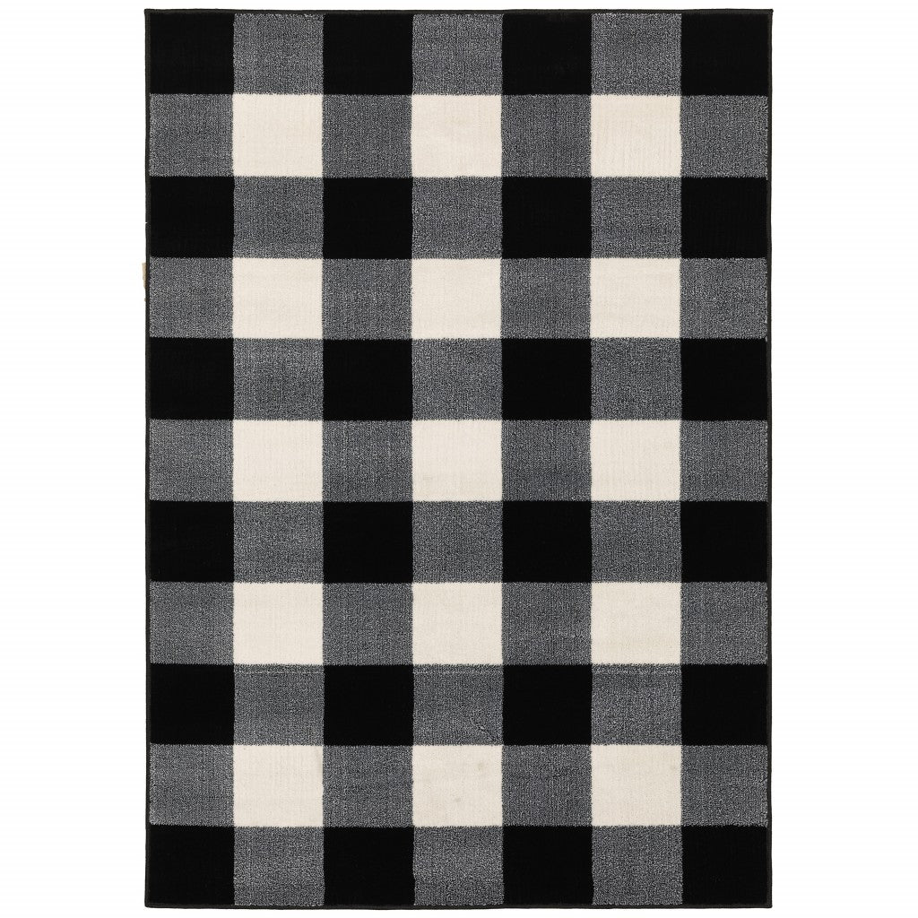 10 x 13 Monochromatic Gingham Pattern Indoor Rug