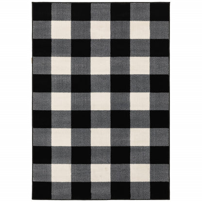 10 x 13 Monochromatic Gingham Pattern Indoor Rug