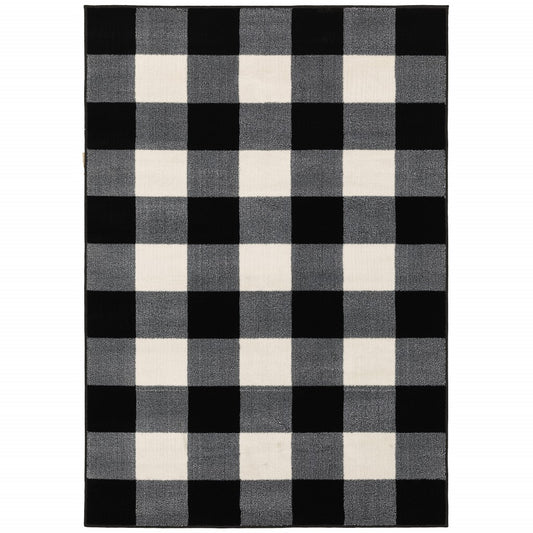 10 x 13 Monochromatic Gingham Pattern Indoor Rug