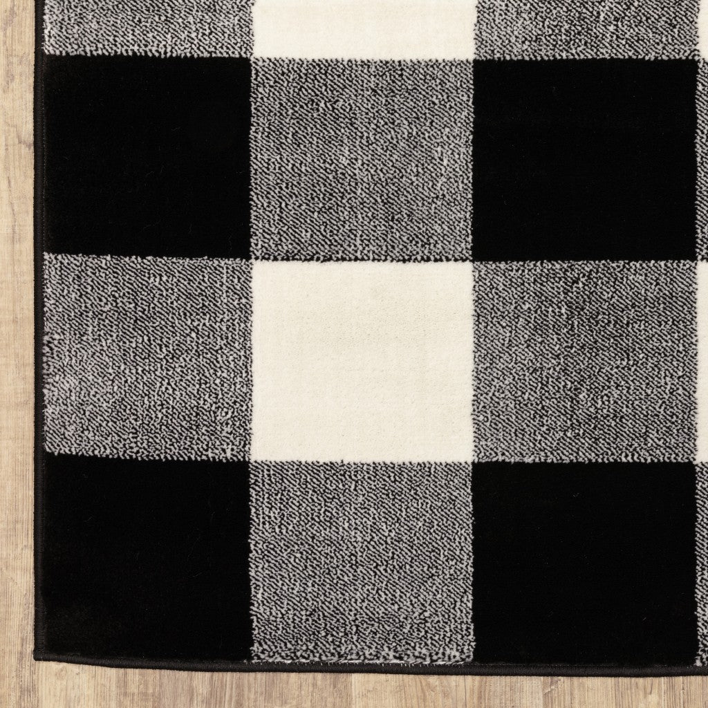 10 x 13 Monochromatic Gingham Pattern Indoor Rug