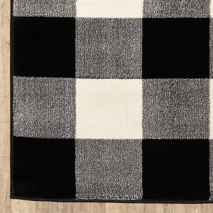 10 x 13 Monochromatic Gingham Pattern Indoor Rug