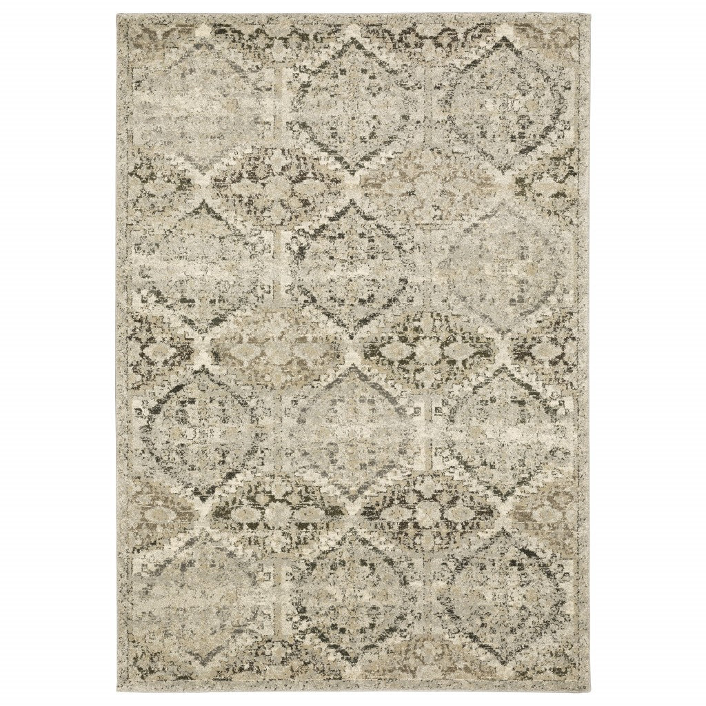 10 x 13 Ivory & Gray Floral Trellis Indoor Rug