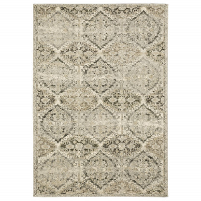 10 x 13 Ivory & Gray Floral Trellis Indoor Rug