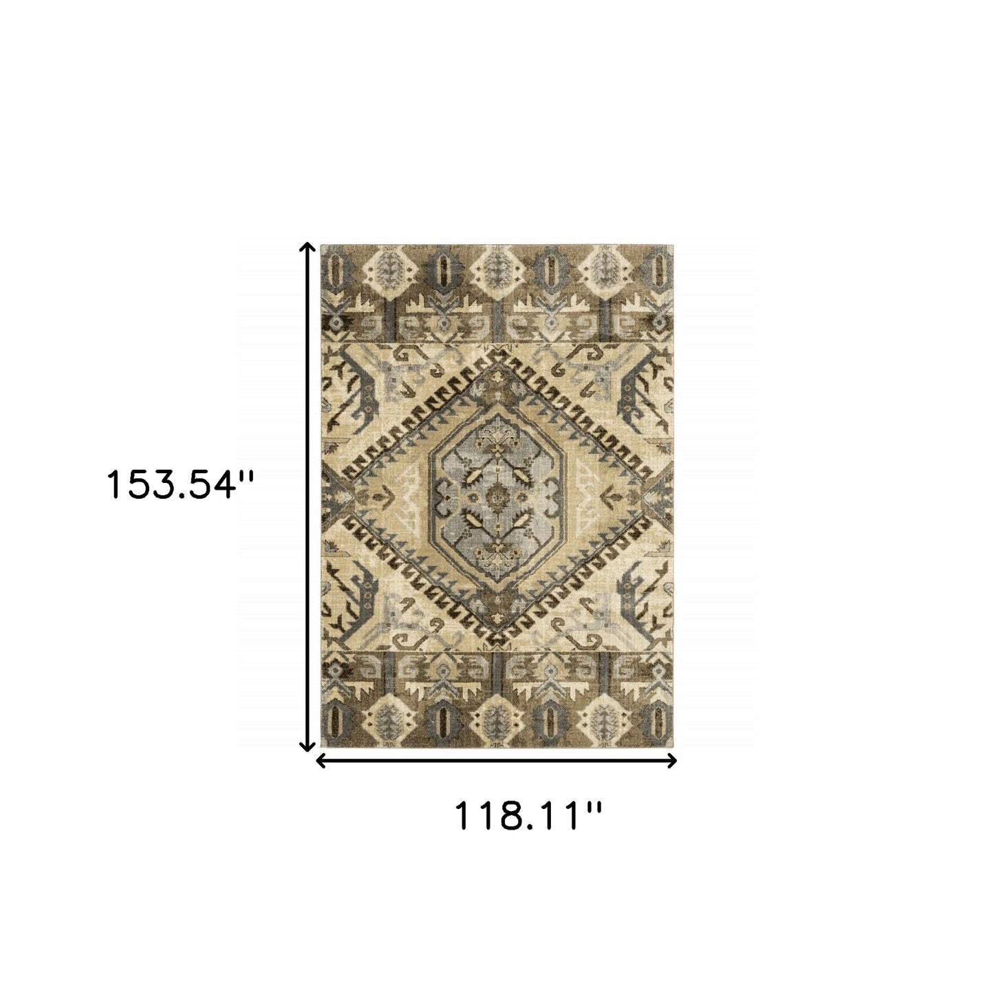 10 x 13 Tan & Gold Central Medallion Indoor Rug