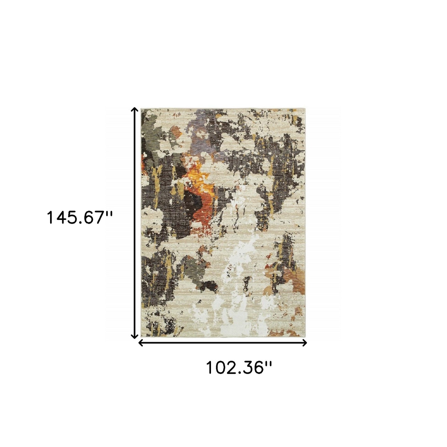 9 x 12 Beige & Black Power Loom Rug
