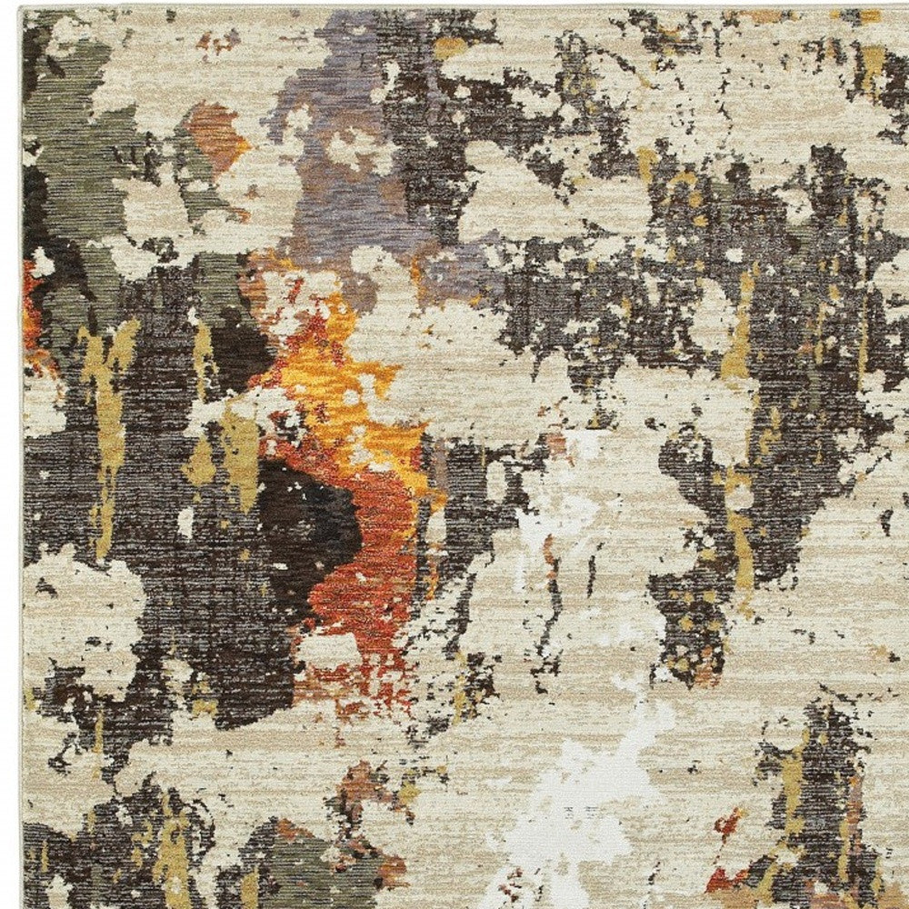 9 x 12 Beige & Black Power Loom Rug