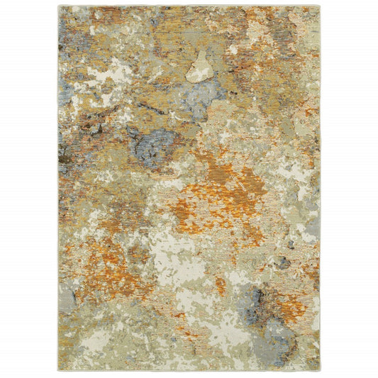 9 x 12 Gold & Ivory Power Loom Rug