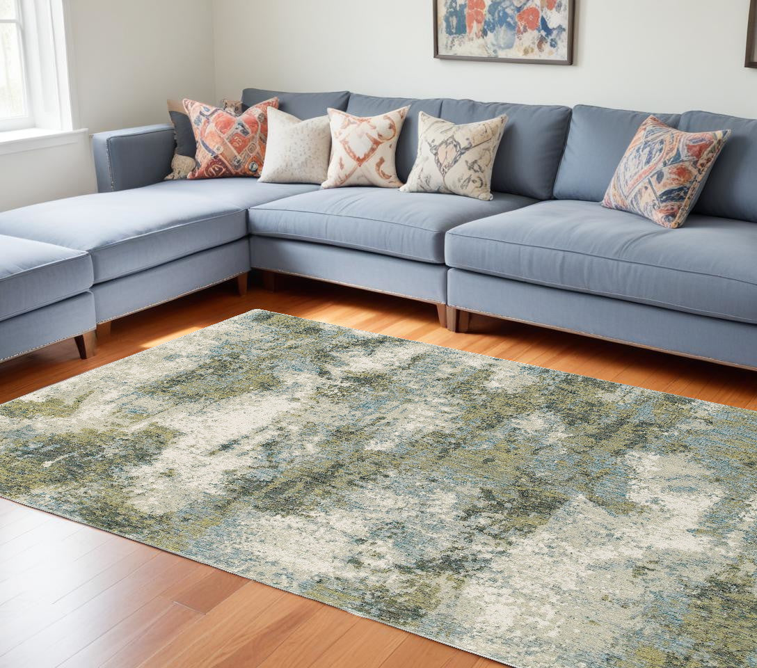 9 x 12 Blue Green Power Loom Rug