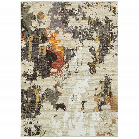 10 x 13 Beige & Black Power Loom Rug