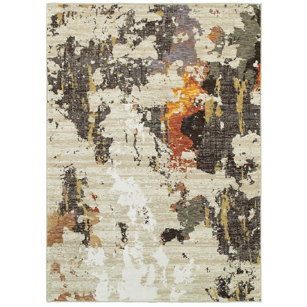 10 x 13 Beige & Black Power Loom Rug