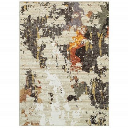 10 x 13 Beige & Black Power Loom Rug