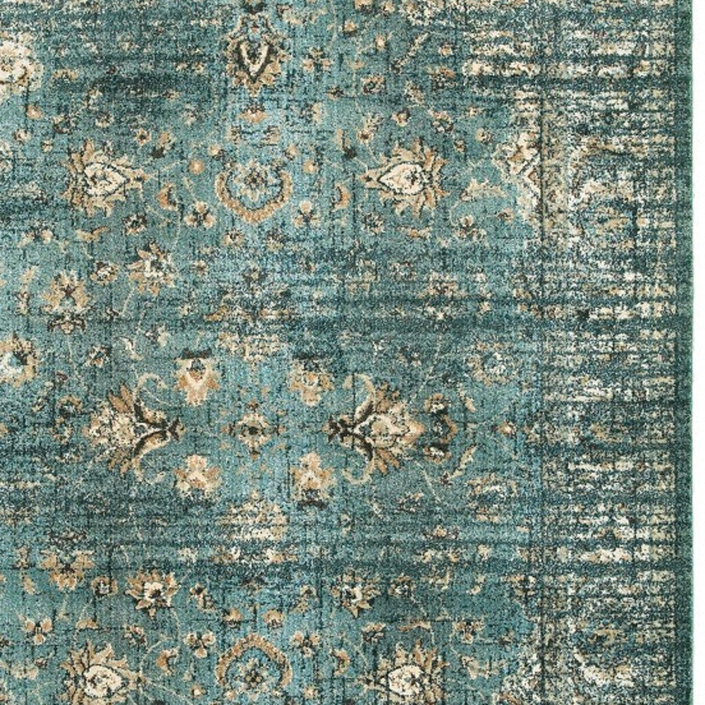 10 x 13 Peacock Blue & Ivory Indoor Rug