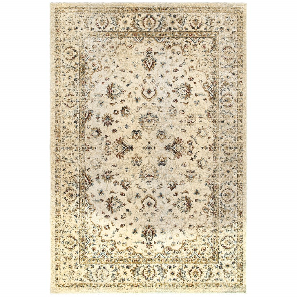 10 x 13 Ivory & Gold Distressed Indoor Rug