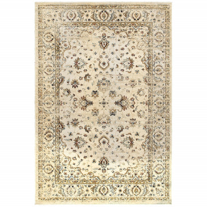10 x 13 Ivory & Gold Distressed Indoor Rug