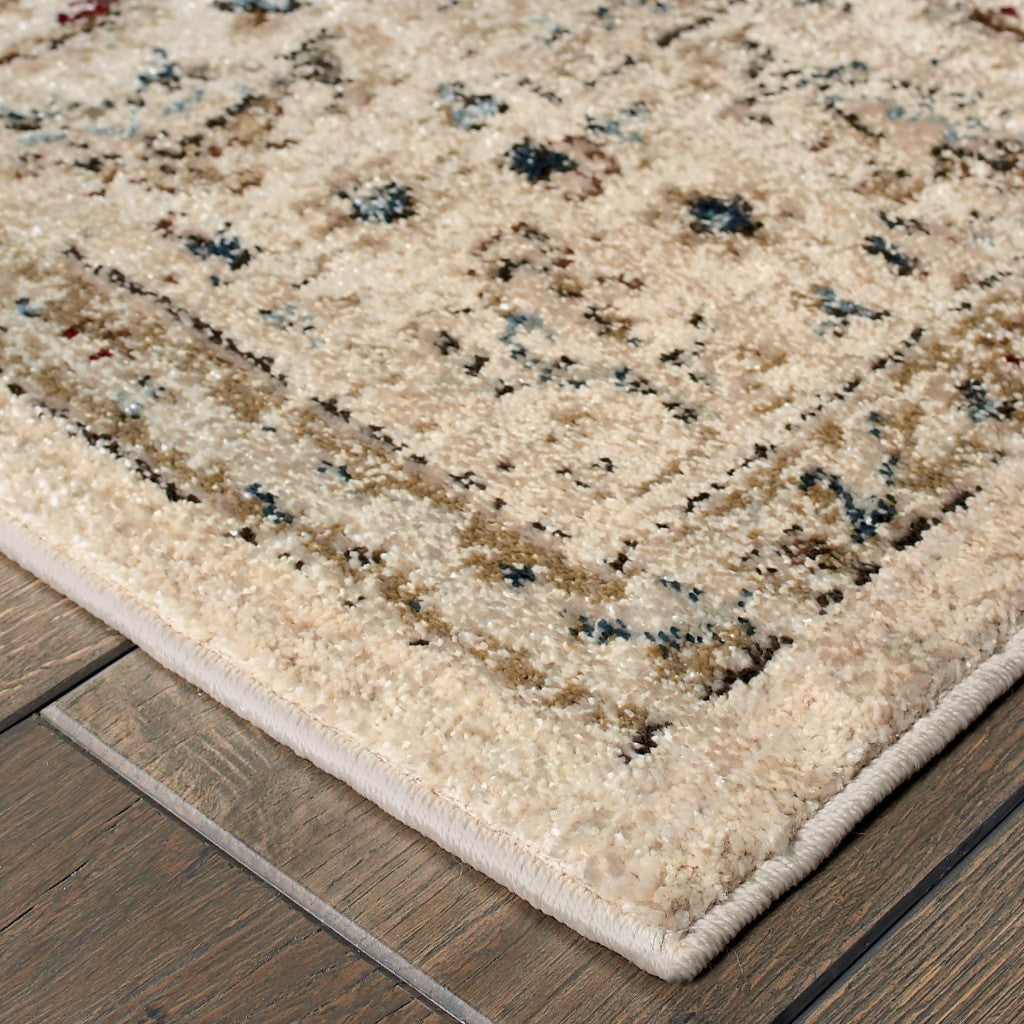 10 x 13 Ivory & Gold Distressed Indoor Rug