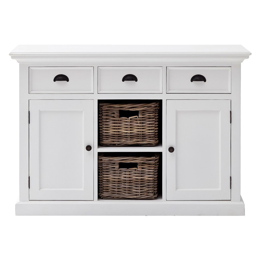 White Wood 3 Drawer Sideboard w/ 2 Doors