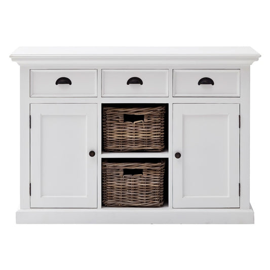 White Wood 3 Drawer Sideboard w/ 2 Doors