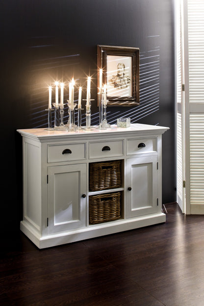White Wood 3 Drawer Sideboard w/ 2 Doors