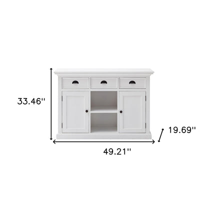 White Wood 3 Drawer Sideboard w/ 2 Doors
