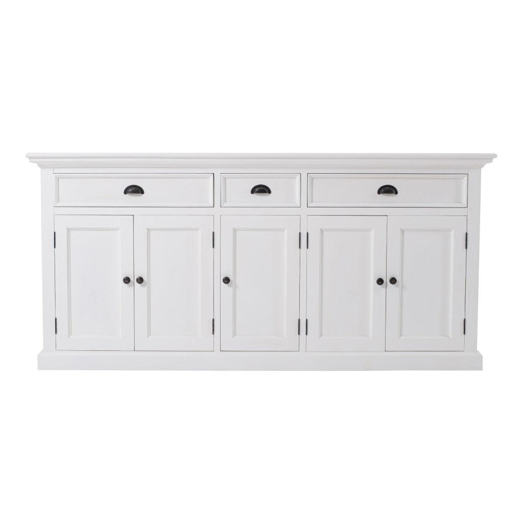 White Solid Wood 3 Drawer Sideboard w/ 5 Doors
