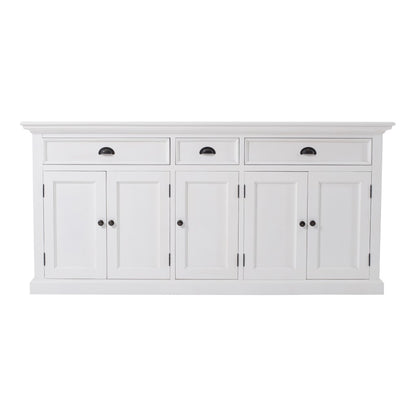 White Solid Wood 3 Drawer Sideboard w/ 5 Doors