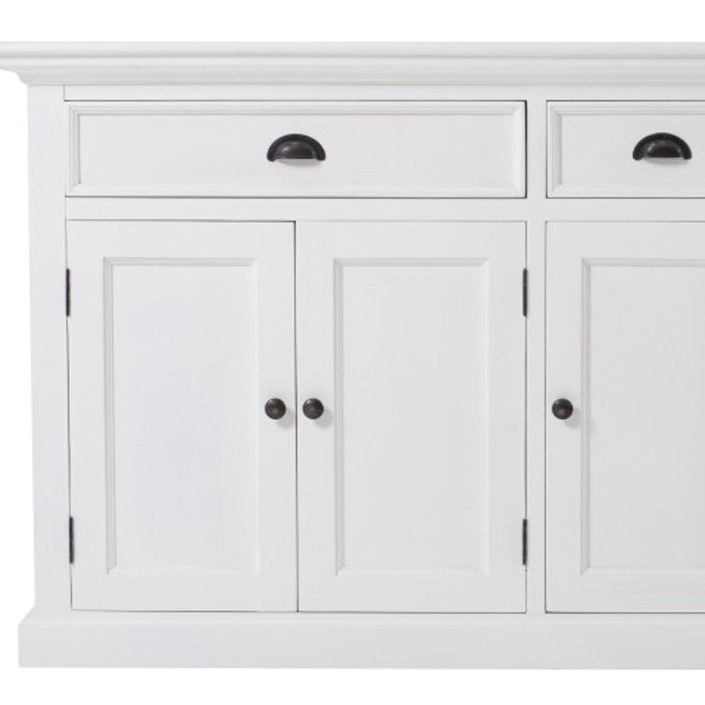 White Solid Wood 3 Drawer Sideboard w/ 5 Doors