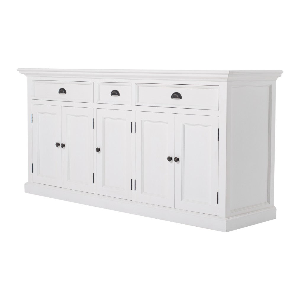 White Solid Wood 3 Drawer Sideboard w/ 5 Doors