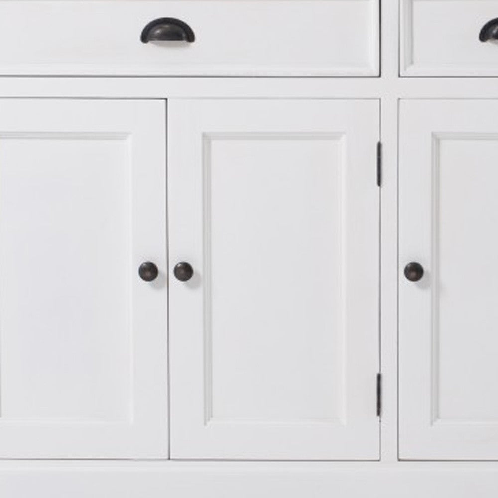 White Solid Wood 3 Drawer Sideboard w/ 5 Doors