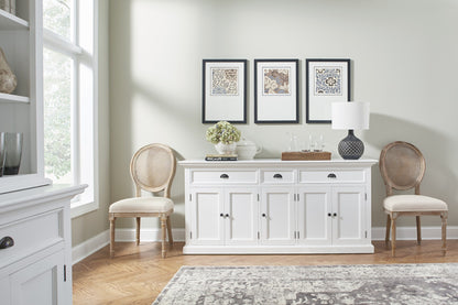 White Solid Wood 3 Drawer Sideboard w/ 5 Doors