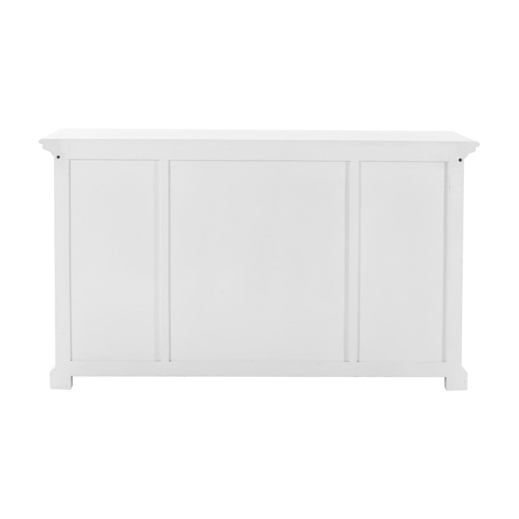 White Solid Wood 3 Drawer Sideboard w/ 4 Glass Doors