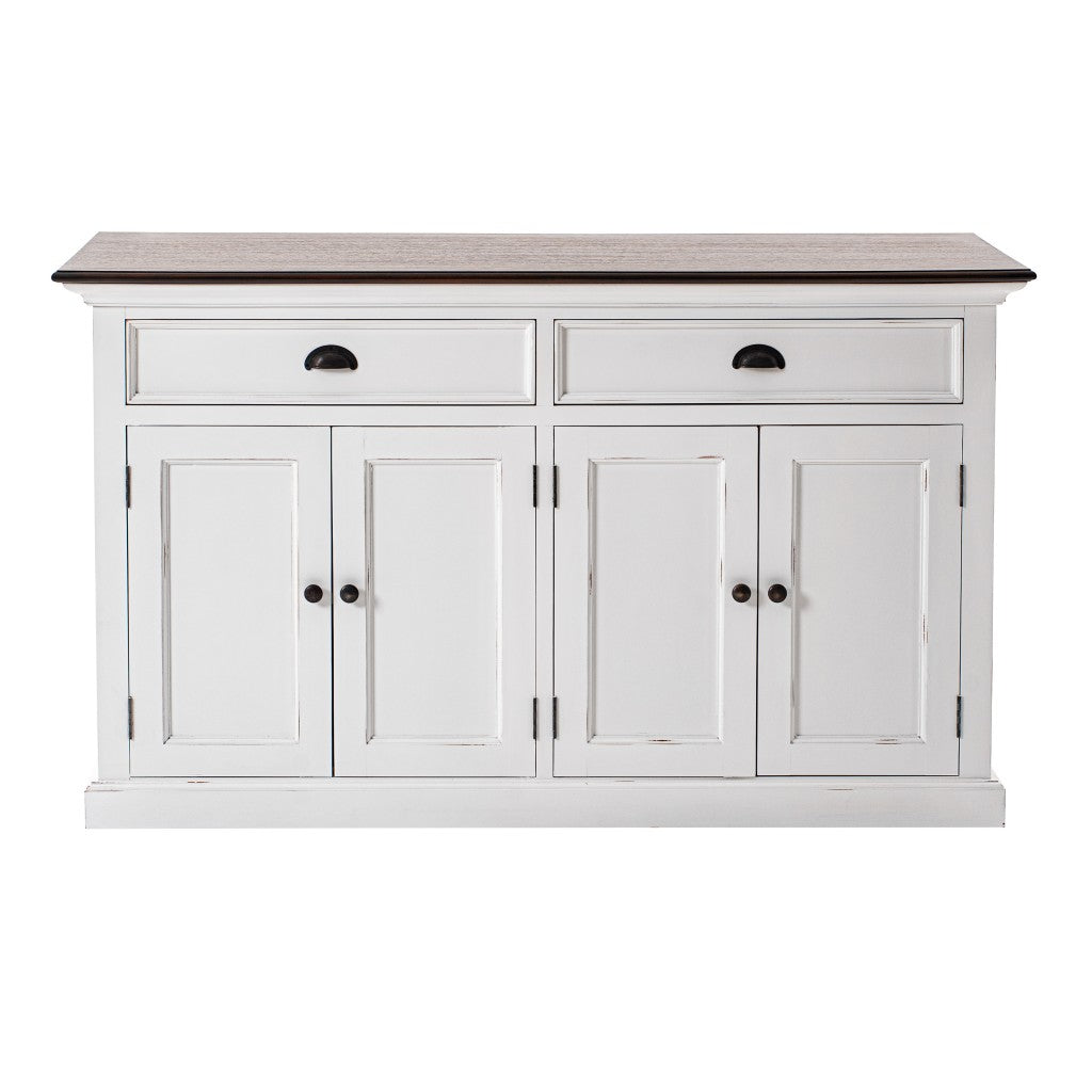 Modern Farmhouse Brown & White Sideboard Server