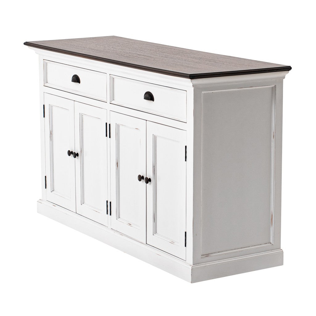 Modern Farmhouse Brown & White Sideboard Server