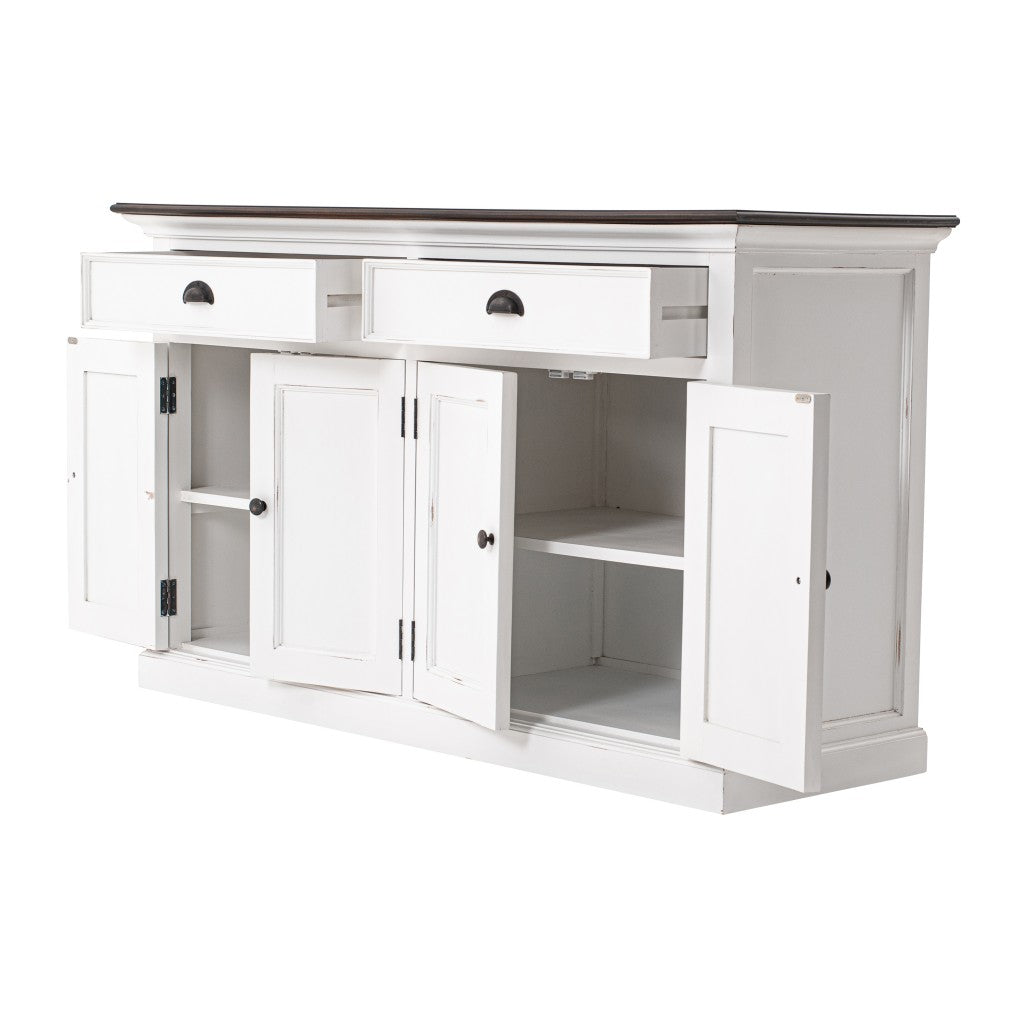 Modern Farmhouse Brown & White Sideboard Server