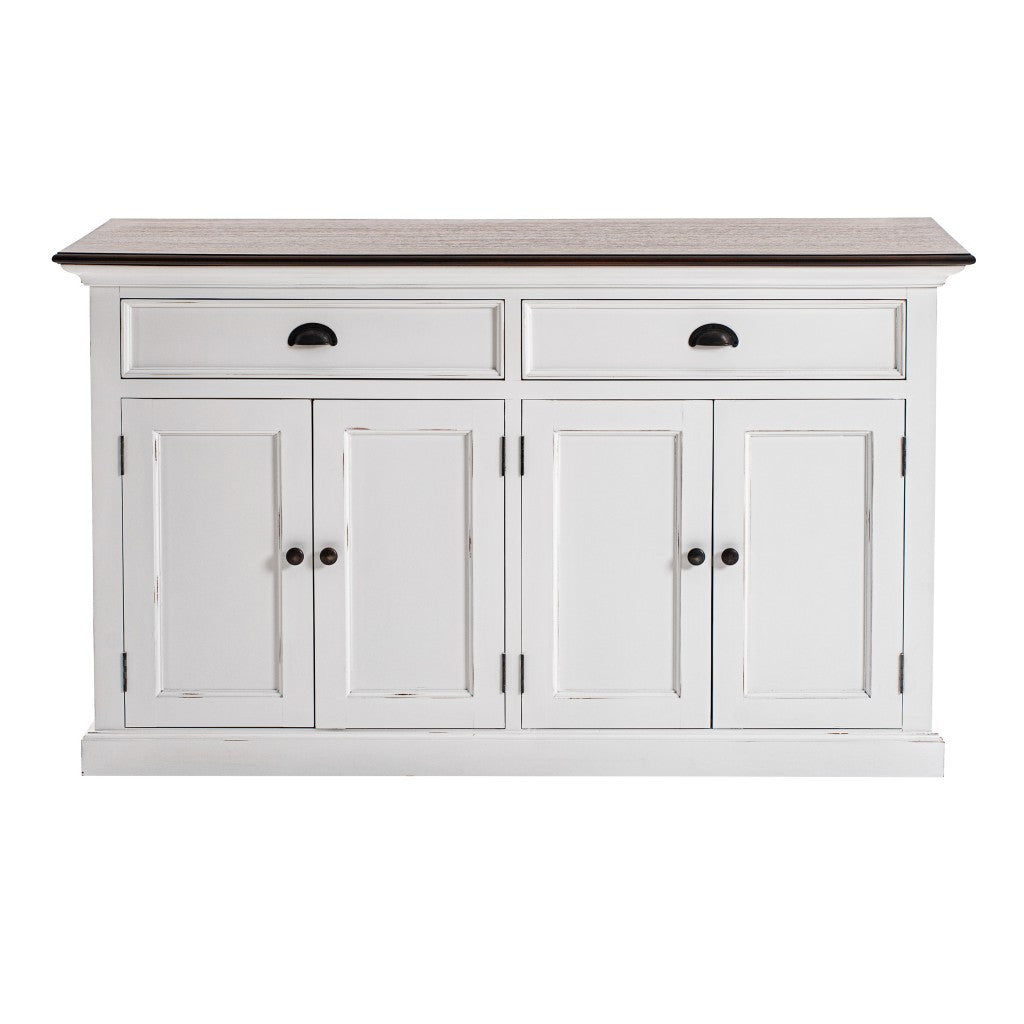 Modern Farmhouse Brown & White Sideboard Server