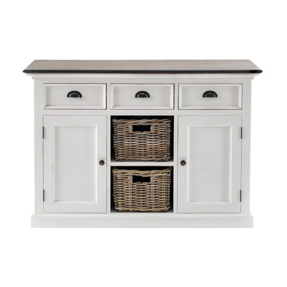 Modern Farmhouse Brown & White Large Accent Cabinet