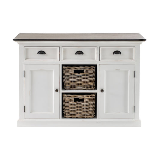 Modern Farmhouse Brown & White Large Accent Cabinet
