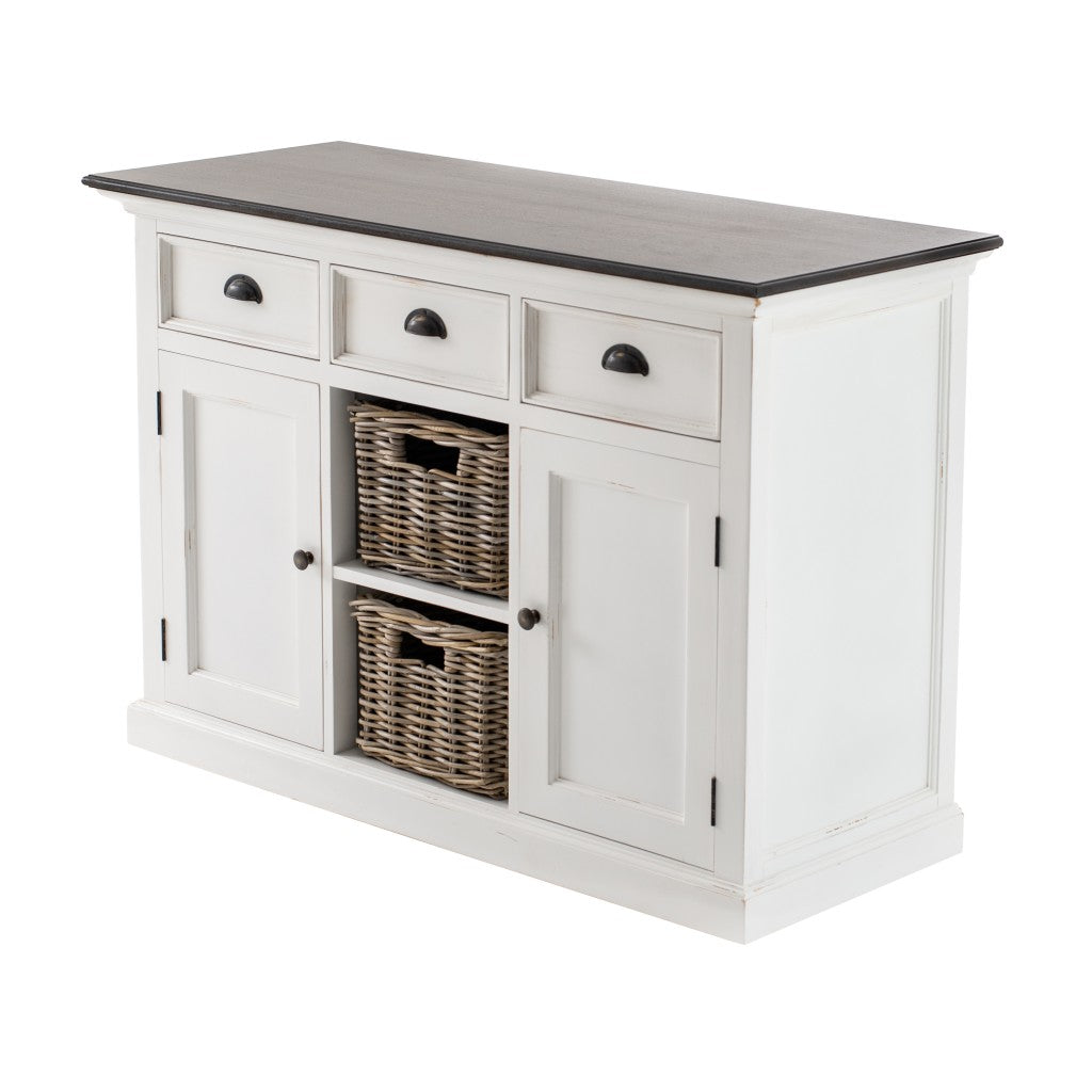 Modern Farmhouse Brown & White Large Accent Cabinet