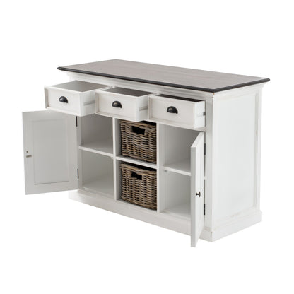 Modern Farmhouse Brown & White Large Accent Cabinet