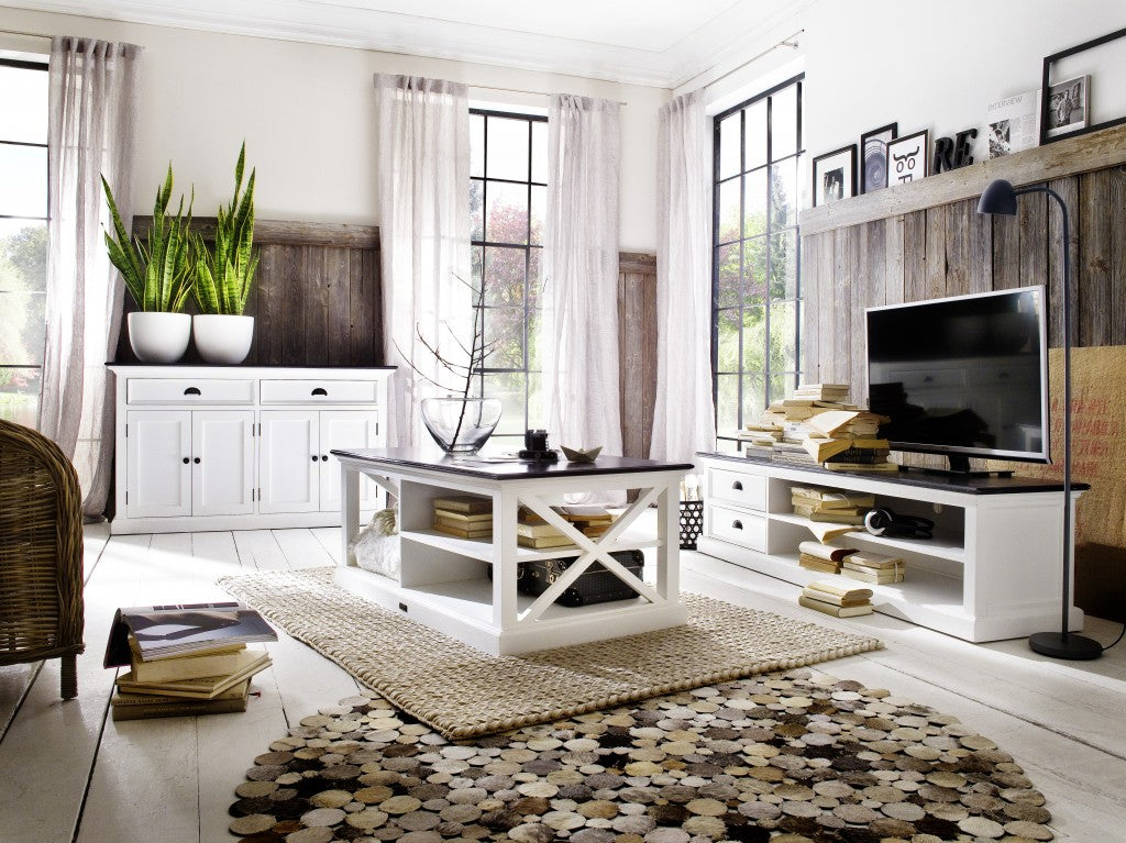 Modern Farmhouse Black & White Sideboard Server