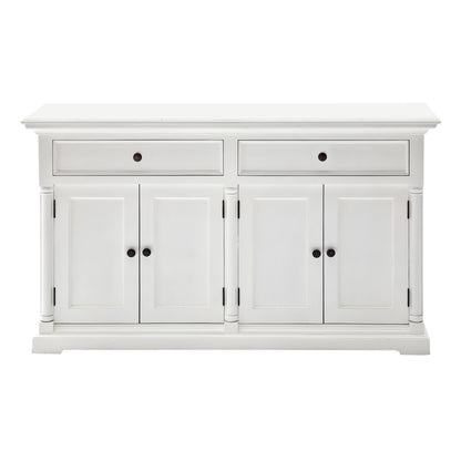White Solid Wood 2 Drawer Sideboard w/ 4 Doors