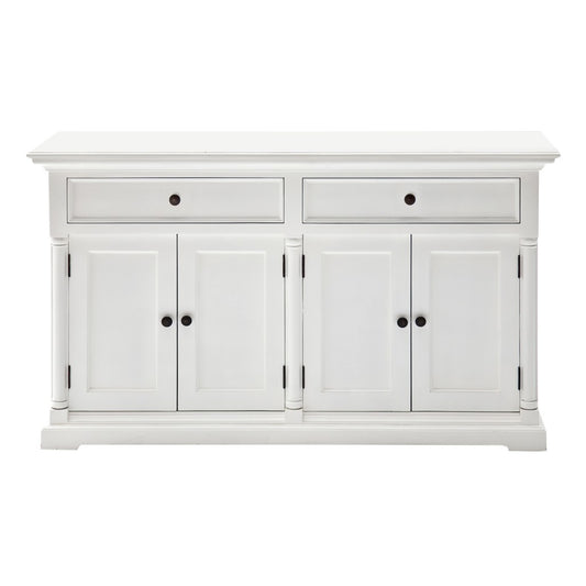 White Solid Wood 2 Drawer Sideboard w/ 4 Doors