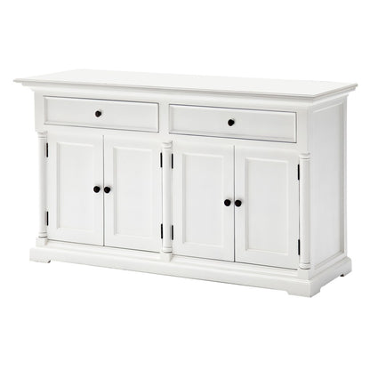 White Solid Wood 2 Drawer Sideboard w/ 4 Doors