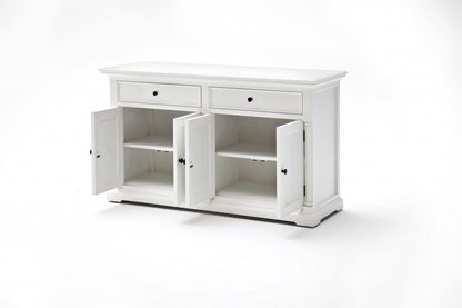 White Solid Wood 2 Drawer Sideboard w/ 4 Doors