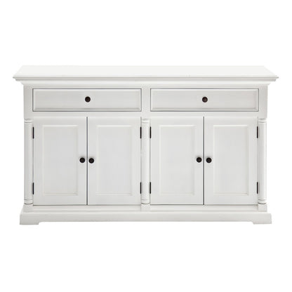 White Solid Wood 2 Drawer Sideboard w/ 4 Doors