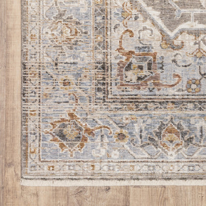 9 x 12 Grey Blue Machine Woven Medallion Indoor Rug
