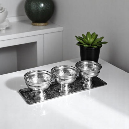 Hammered Serving Tray w/ Oblong Bowls