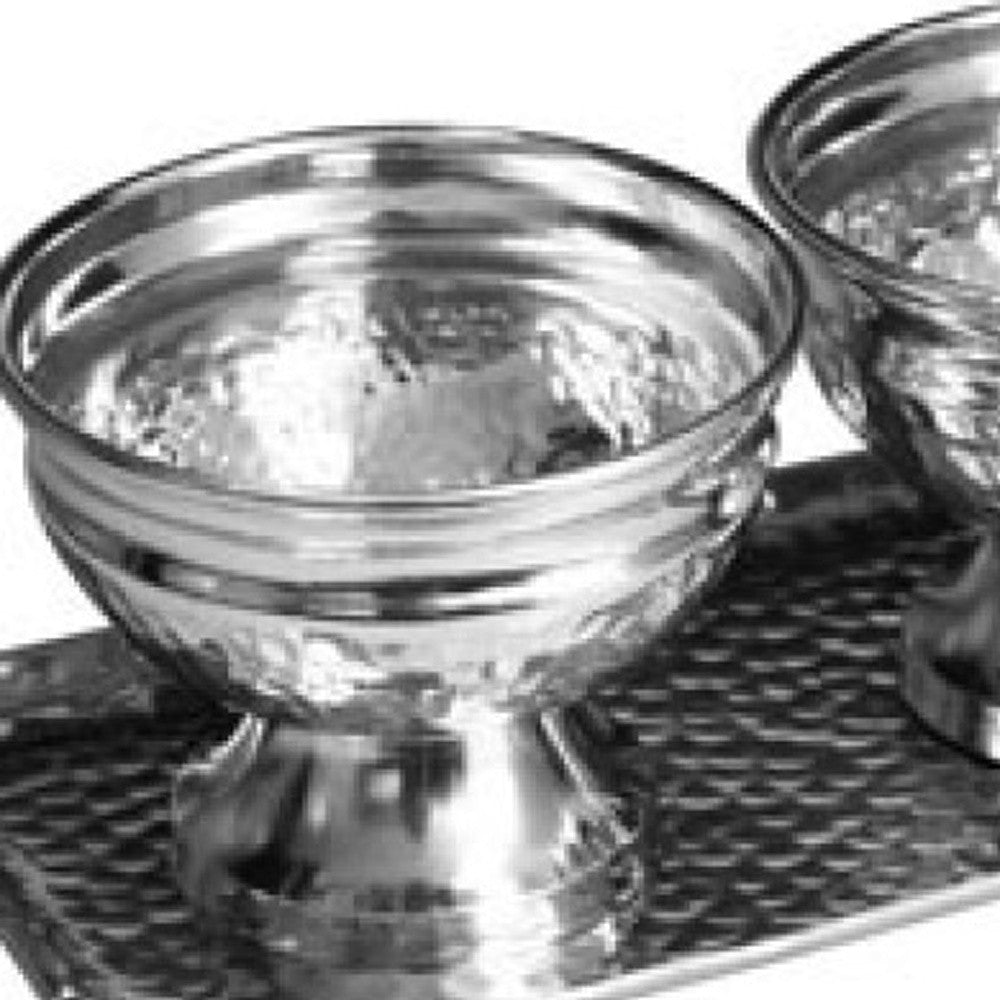 Hammered Serving Tray w/ Oblong Bowls